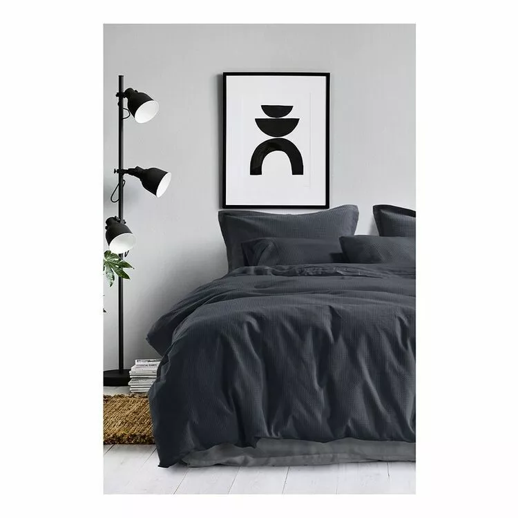 Gainsborough Capri Waffle Quilt Cover Set Charcoal 5 Gainsborough Capri Waffle Quilt Cover Set Charcoal - Image 3