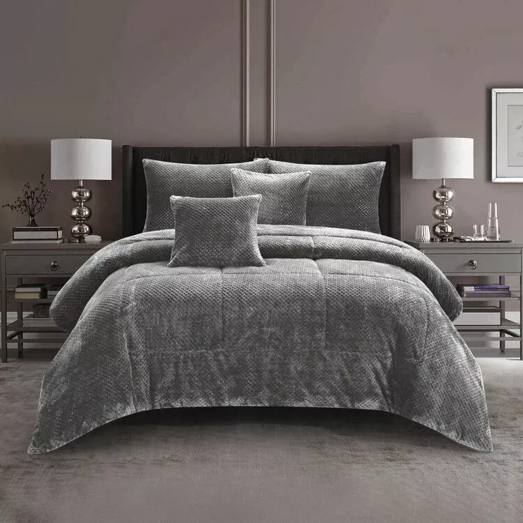 Ramesses Waffle Fleece Comforter Set Grey 3 Ramesses Waffle Fleece Comforter Set Grey