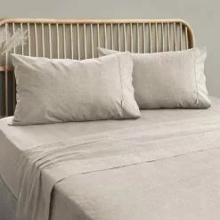 Ardor Embre Linen Look Washed Cotton Sheet Set Grey