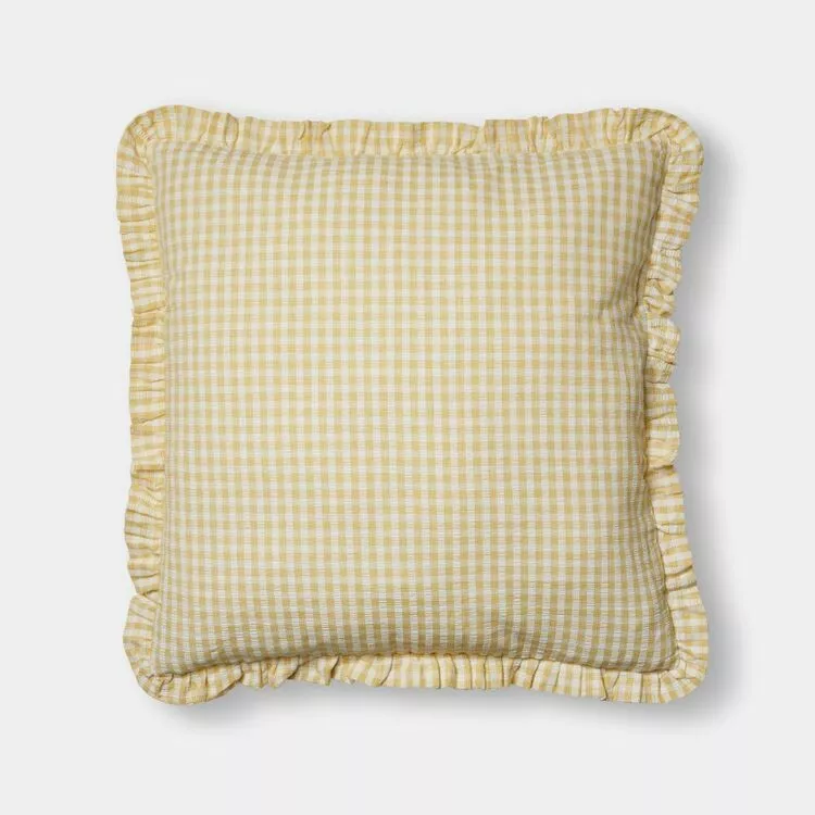 Chyka Home Laze Cotton Check European Pillowcase Pair Yellow European 4 Chyka Home Laze Cotton Check European Pillowcase Pair Yellow European - Image 2