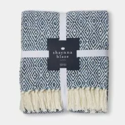 Shaynna Blaze Sterling Throw 130x170cm Blue 130 X 170 Cm -Bed Linen store 632917 C 0400 00