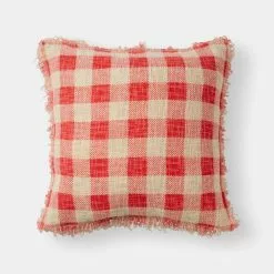 Chyka Home Chyka Gingham Cushion 50x50cm Calypso Coral 50 X 50 Cm