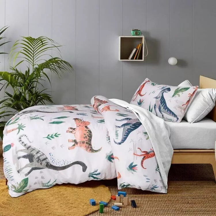 Happy Kids Dino Land Glow In The Dark Quilt Cover Set Multicoloured 3 Happy Kids Dino Land Glow In The Dark Quilt Cover Set Multicoloured