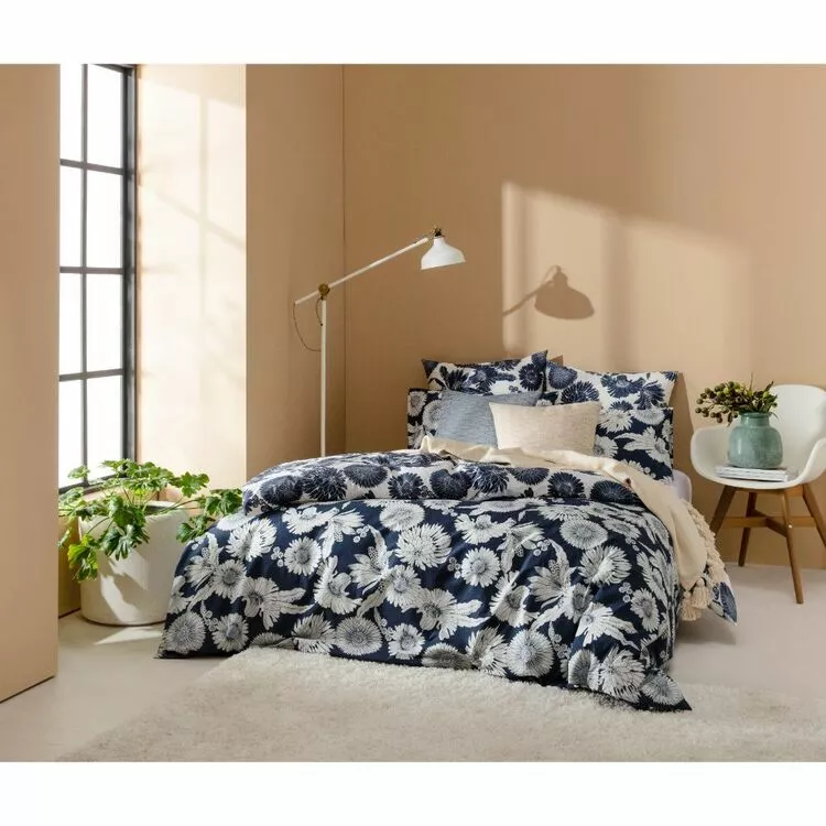 Kas Ariel Quilt Cover Set Navy 3 Kas Ariel Quilt Cover Set Navy