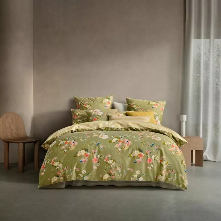 Sheridan Asmara Cotton Sateen Quilt Cover Set Lichen 3 Sheridan Asmara Cotton Sateen Quilt Cover Set Lichen