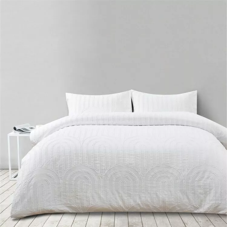 Soren Clipped Clarity Quilt Cover Set White 3 Soren Clipped Clarity Quilt Cover Set White