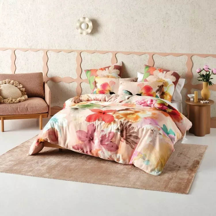Linen House Reggiani Cotton Sateen Quilt Cover Set King Bed Pink King 3 Linen House Reggiani Cotton Sateen Quilt Cover Set King Bed Pink King