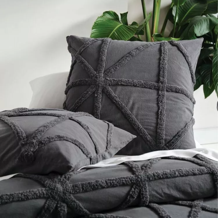 Linen House Clyde Cotton Chenille European Pillowcase Charcoal European 3 Linen House Clyde Cotton Chenille European Pillowcase Charcoal European