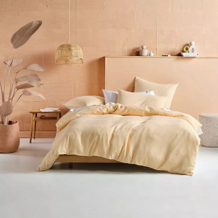 Linen House Providence Cotton Waffle Cover Set Peach 3 Linen House Providence Cotton Waffle Cover Set Peach