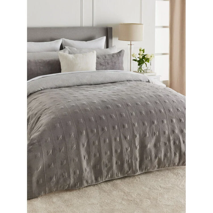 Jane Lamerton Home Nova Quilted Quilt Cover Set Grey 3 Jane Lamerton Home Nova Quilted Quilt Cover Set Grey