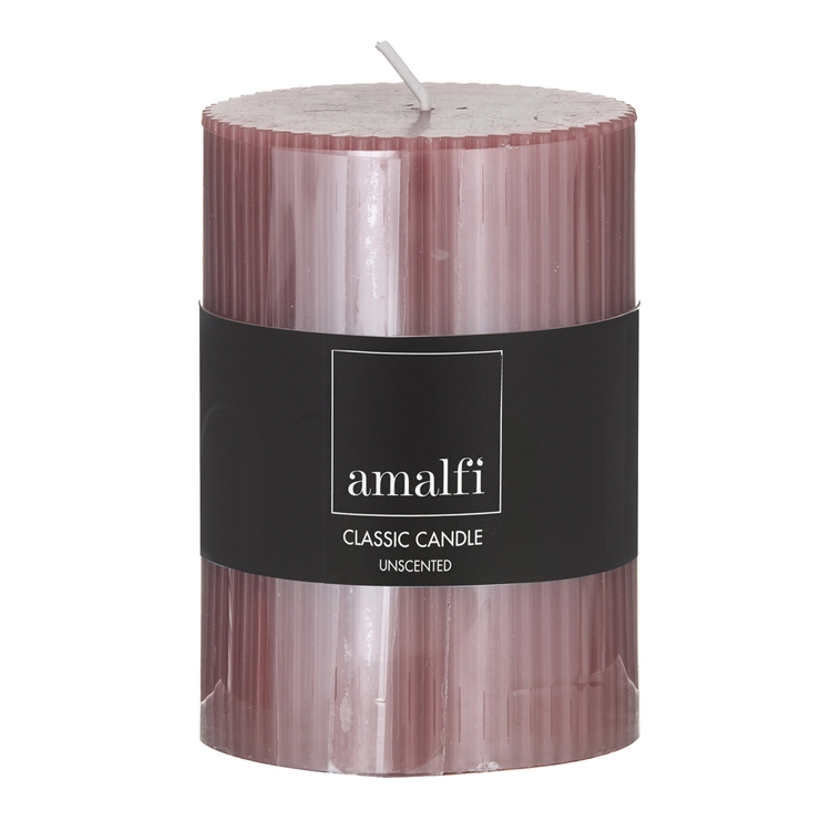 Amalfi Ribbed Unscented Pillar Candle Pink 3 Amalfi Ribbed Unscented Pillar Candle Pink