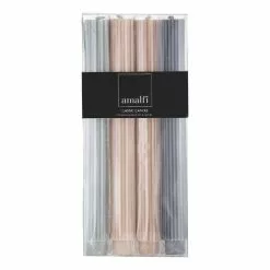 Amalfi Ribbed Dinner Candles Set Of 4 Blue/White/Grey/Taupe