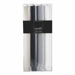 Amalfi Ribbed Dinner Candles Set Of 4 Blue/White/Grey/Taupe