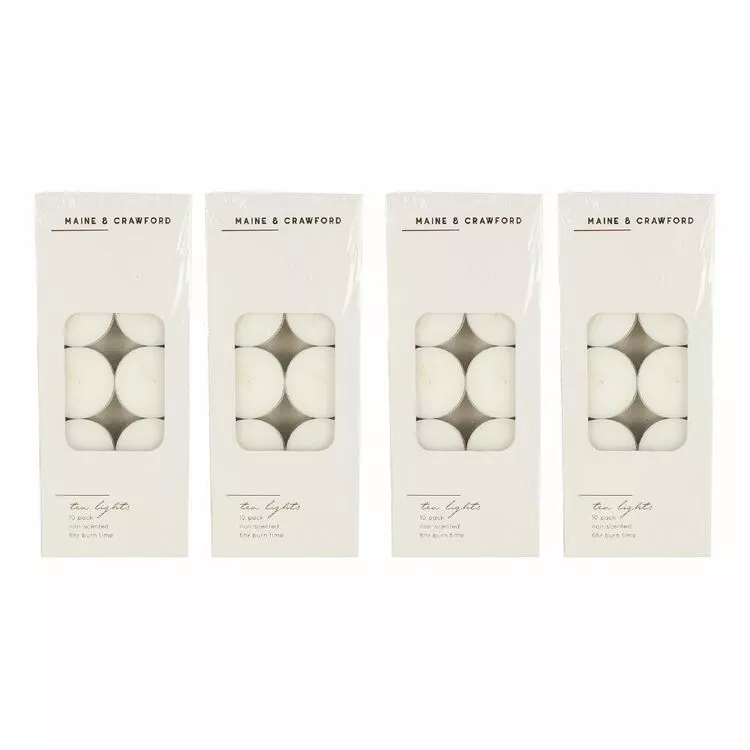 Maine & Crawford 10 Pack Tealights White 6 Hours Non-Scented 19x8x2cm 3 Maine & Crawford 10 Pack Tealights White 6 Hours Non-Scented 19x8x2cm
