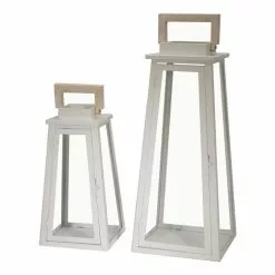 Amalfi Rogue Lakeshore Lanterns Set Of 2 White 32 Cm & 47.3 Cm