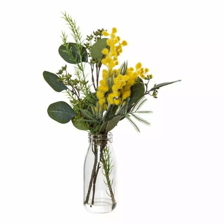 Rogue Australiana Wattle Flower Mix-Milk Bottle Yellow & Clear 21 X 17 X 34 Cm 3 Rogue Australiana Wattle Flower Mix-Milk Bottle Yellow & Clear 21 X 17 X 34 Cm