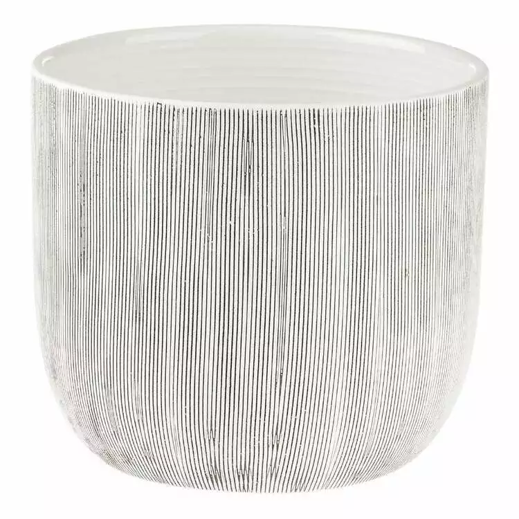 Linen House 19cm Planter Pot Taupin White 3 Linen House 19cm Planter Pot Taupin White