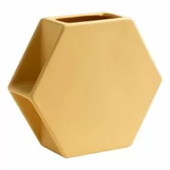 Kas Hex Medium Vase Butter 22.7 X 7.7 X 19.8 Cm